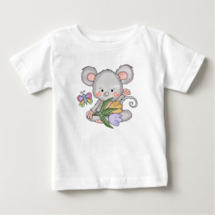 Camiseta Para Bebê T-shirt do bebê dos desenhos animados do rato da
