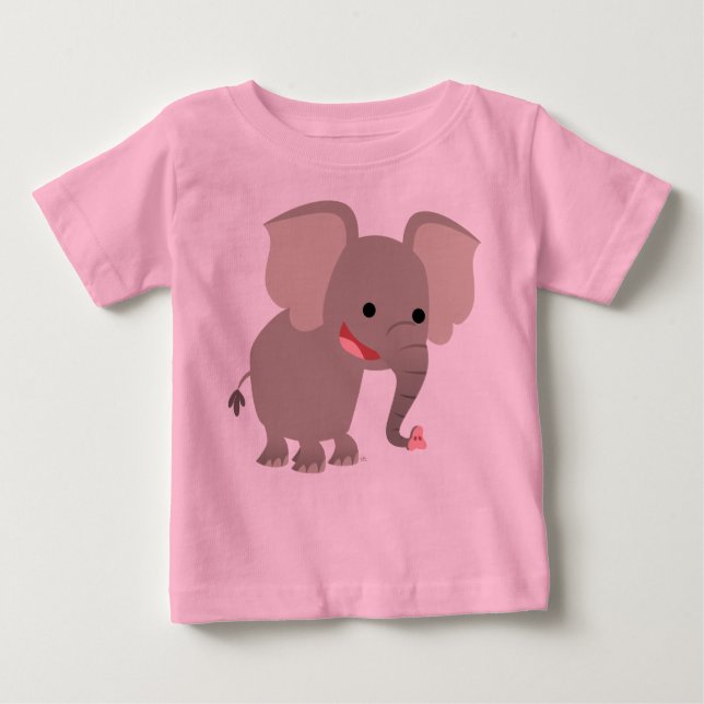 Camiseta Para Bebê T-shirt do bebê elefante de cartoon a rir (Frente)