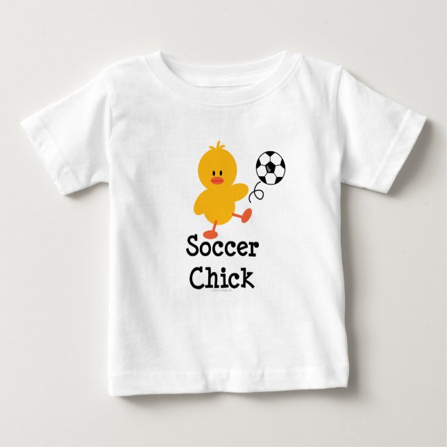 Camiseta Para Bebê T-shirt do bebê Pintinho de futebol (Frente)