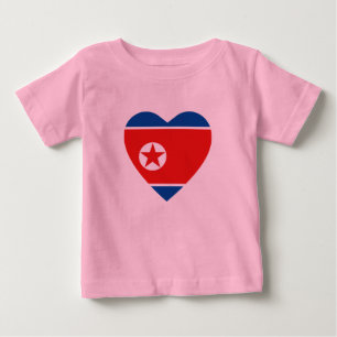 Camiseta Para Bebê T-shirt do coração da bandeira da Coreia do Nort