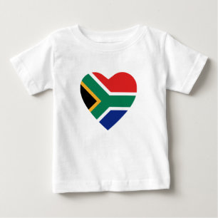 Camiseta Para Bebê T-shirt do coração da bandeira de África do Sul