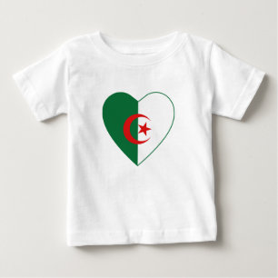 Camiseta Para Bebê T-shirt do coração da bandeira de Argélia