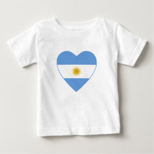 Camiseta Para Bebê T-shirt do coração da bandeira de Argentina