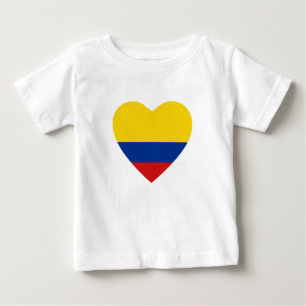 Camiseta Para Bebê T-shirt do coração da bandeira de Colômbia