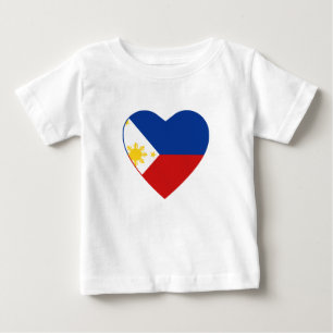 Camiseta Para Bebê T-shirt do coração da bandeira de Filipinas