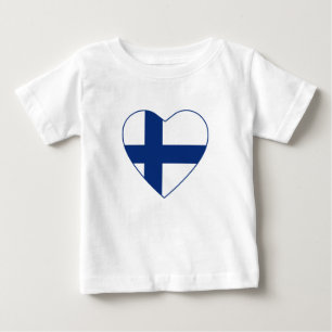 Camiseta Para Bebê T-shirt do coração da bandeira de Finlandia