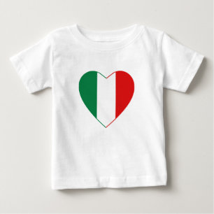 Camiseta Para Bebê T-shirt do coração da bandeira de Italia