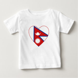 Camiseta Para Bebê T-shirt do coração da bandeira de Nepal