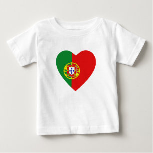 Camiseta Para Bebê T-shirt do coração da bandeira de Portugal