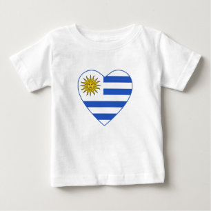 Camiseta Para Bebê T-shirt do coração da bandeira de Uruguai