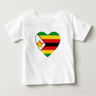 Camiseta Para Bebê T-shirt do coração da bandeira de Zimbabwe