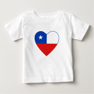 Camiseta Para Bebê T-shirt do coração da bandeira do Chile