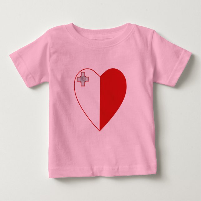 Camiseta Para Bebê T-Shirt do Coração de Bandeira de Malta (Frente)