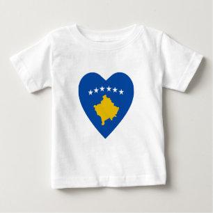 Camiseta Para Bebê T-Shirt do Coração de Bandeira do Kosovo