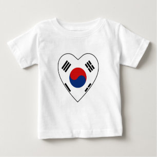 Camiseta Para Bebê T-Shirt do Coração de Sinalizador da Coreia do Sul