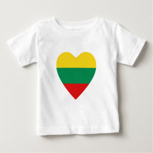 Camiseta Para Bebê T-Shirt do Coração de Sinalizador Lituânia