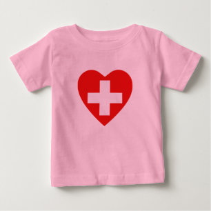 Camiseta Para Bebê T-Shirt do Coração do Sinalizador da suiça