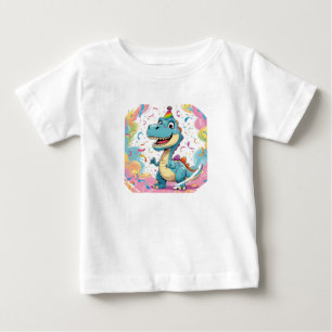 Camiseta Para Bebê T-Shirt do Dinossauro Bonito
