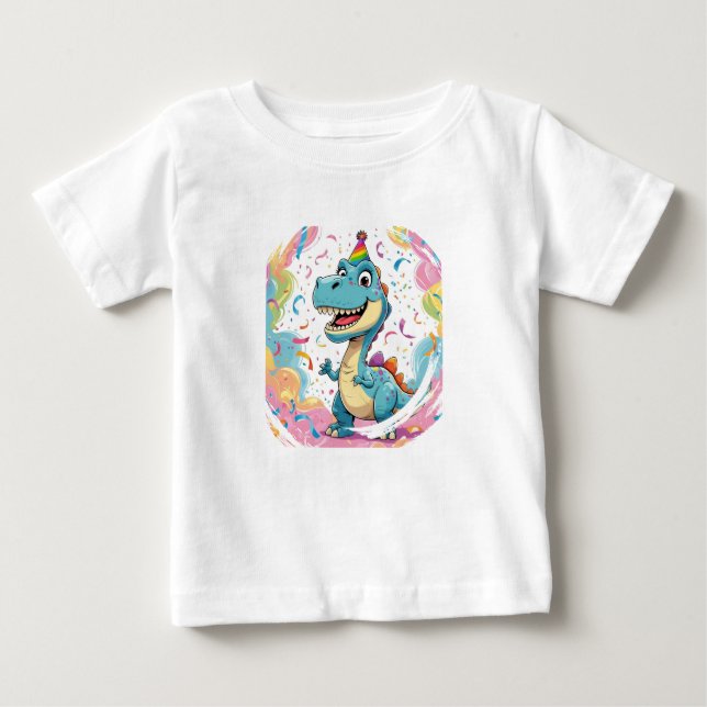 Camiseta Para Bebê T-Shirt do Dinossauro Bonito (Frente)