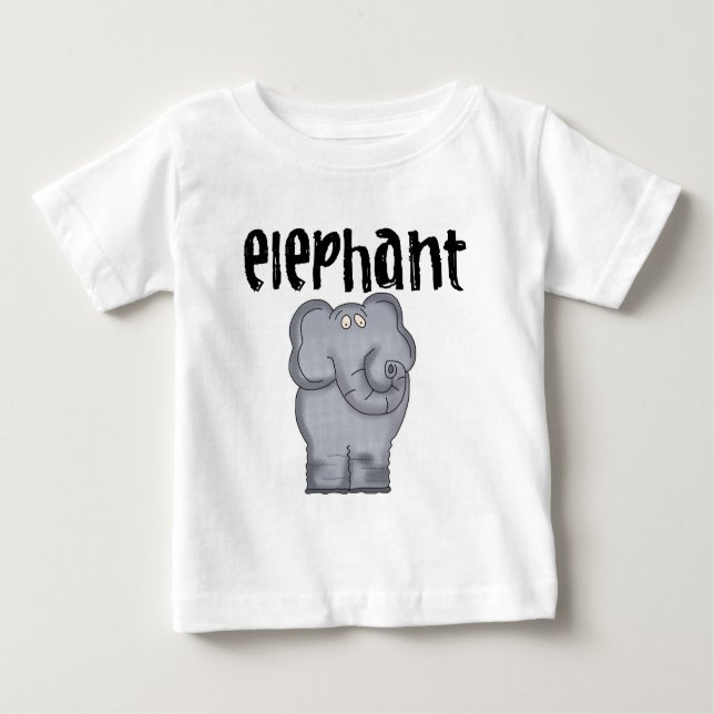 Camiseta Para Bebê T-shirt do Elefante Baby Raglan, cinza (Frente)