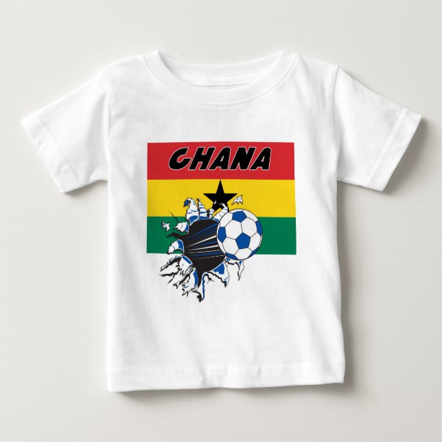 Camiseta Para Bebê T-shirt do Futebol de futebol do Gana (Frente)
