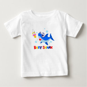 Camiseta Para Bebê T-shirt do jérsei da multa do bebê do tubarão d