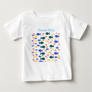 Camiseta Para Bebê T-shirt do jérsei da multa do bebê dos peixes,