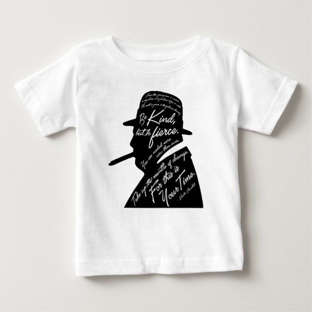 Camiseta Para Bebê T-shirt do jérsei do bebê de Churchill (Frente)