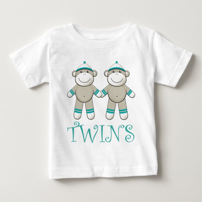 Camiseta Para Bebê T-shirt do macaco Twin Boy Sock (Frente)