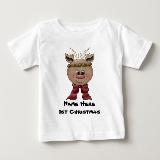 Camiseta Para Bebê T-shirt do Natal do bebê da rena ø (Frente)