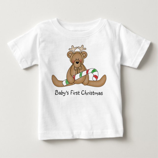 Camiseta Para Bebê T-shirt do Natal do bebê primeiro (Frente)