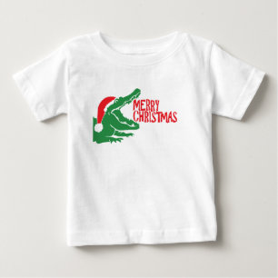 Camiseta Para Bebê T-shirt do Natal do jacaré