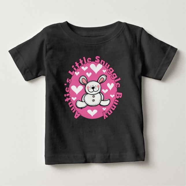 Camiseta Para Bebê T-shirt do Pequeno Snuggle Coelho Raglan do Auntie (Frente)