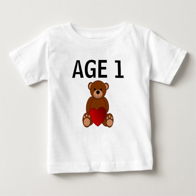 Camiseta Para Bebê T-SHIRT DO primeiro aniversario TEDDY BEAR (Frente)