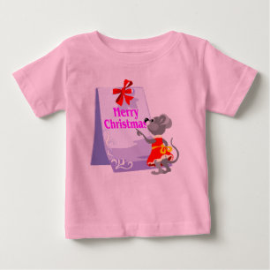 Camiseta Para Bebê T-shirt do rato do Natal