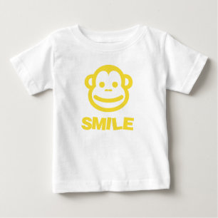 Camiseta Para Bebê T-shirt do sorriso do bebê com macaco insolente