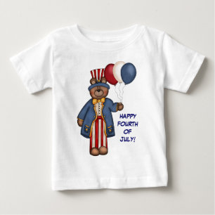 Camiseta Para Bebê T-shirt Do Urso De 4 De Julho