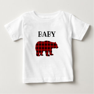 Camiseta Para Bebê T-Shirt do Urso de Bebê Xadrez de Buffalo