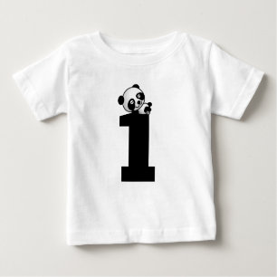 Camiseta Para Bebê T-shirt do urso de panda do aniversário da idade
