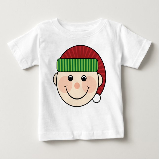 Camiseta Para Bebê T-shirt doce do bebê do duende do Natal (Frente)