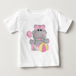 Camiseta Para Bebê T-shirt dos desenhos animados do hipopótamo do
