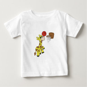 Camiseta Para Bebê T-shirt e presentes do basquetebol do girafa