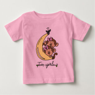 Camiseta Para Bebê T-shirt e presentes gêmeos das meninas dos macacos