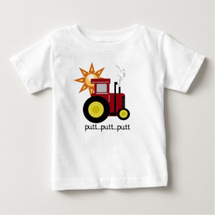 Camiseta Para Bebê T-shirt e presentes vermelhos do trator de fazenda