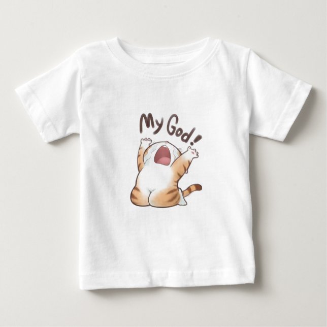 Camiseta Para Bebê T-Shirt Engraçado Chorando Gato (Frente)
