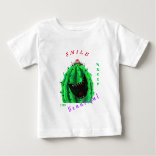 Camiseta Para Bebê T-Shirt Engraçado com Cactus Feliz - Sorria