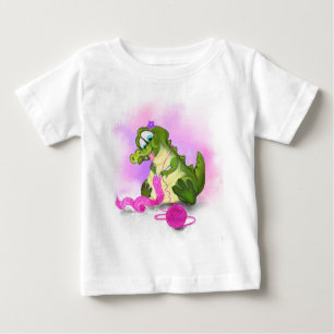 Camiseta Para Bebê T-Shirt Engraçado com Knits Crocodilo Rosa Scarf
