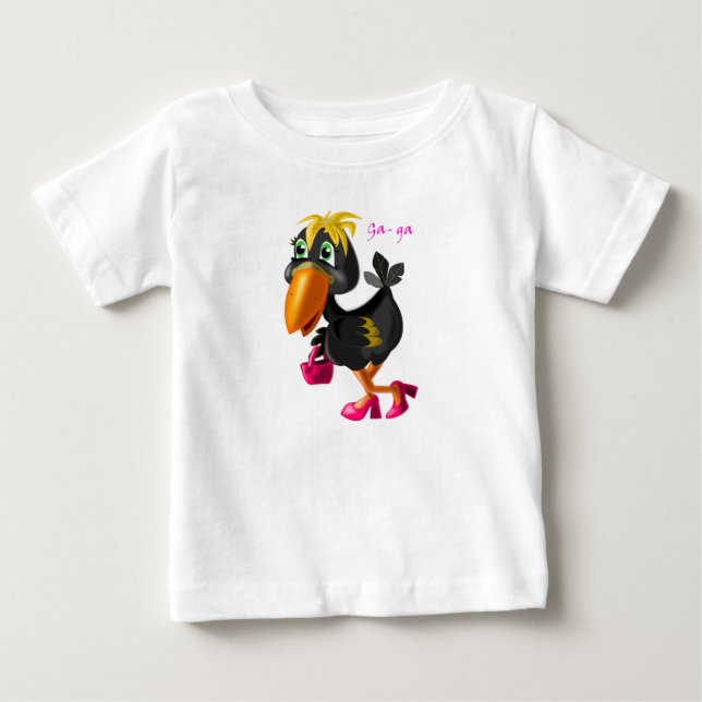 Camiseta Para Bebê T-Shirt Engraçado com Pássaro Moderno (Frente)