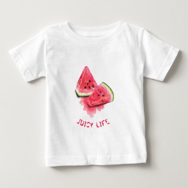 Camiseta Para Bebê T-Shirt Engraçado com Pedaços De Melancia Doces (Frente)