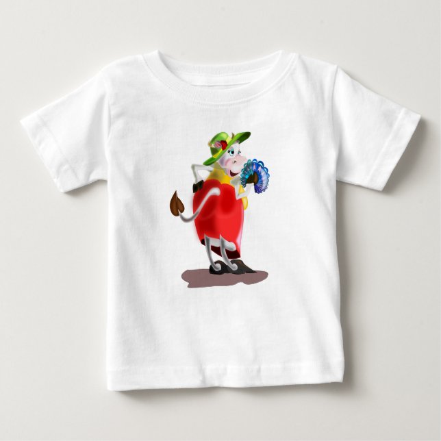 Camiseta Para Bebê T-Shirt Engraçado com Vaca Moderna (Frente)